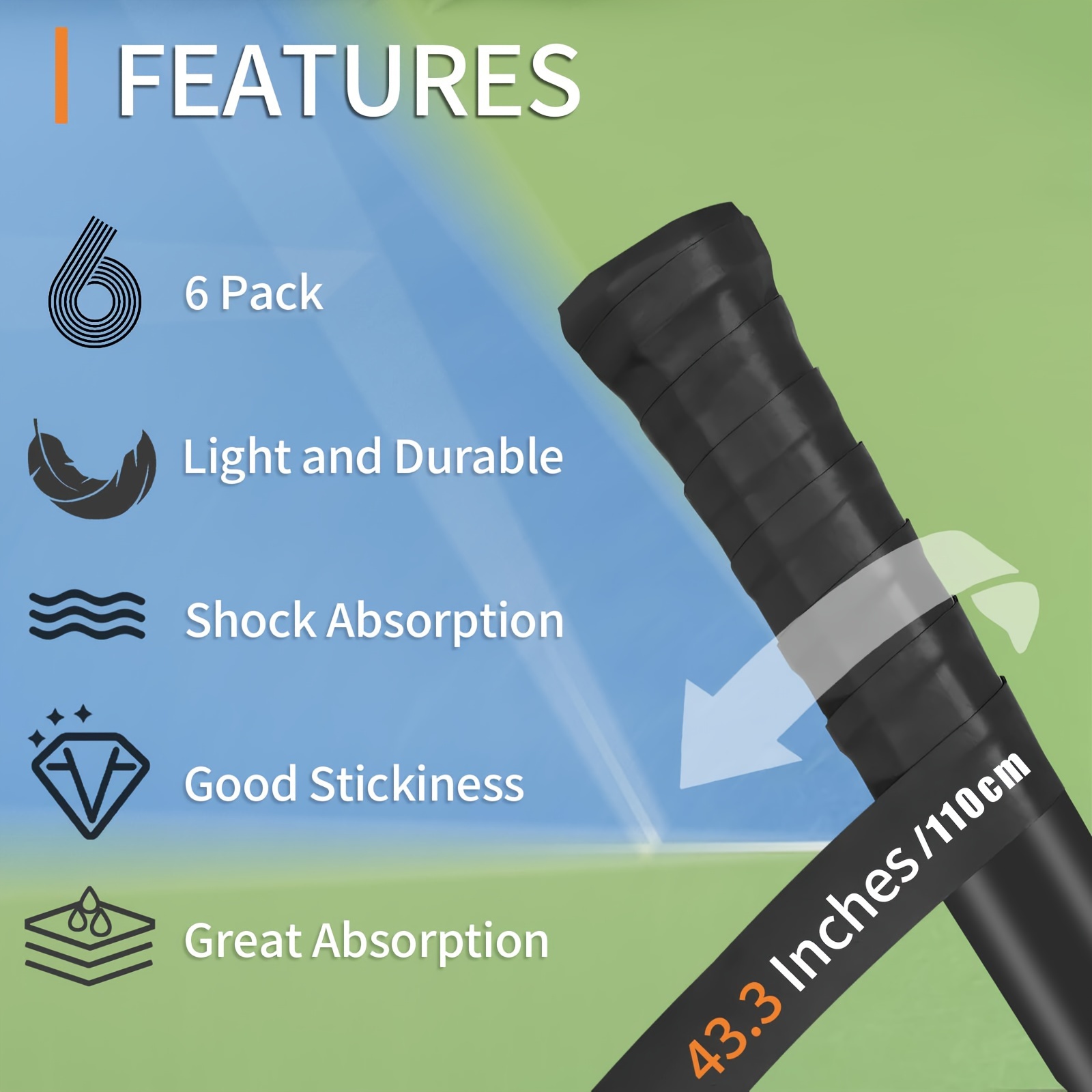 6pcs pre cut non slip for tennis & pickleball