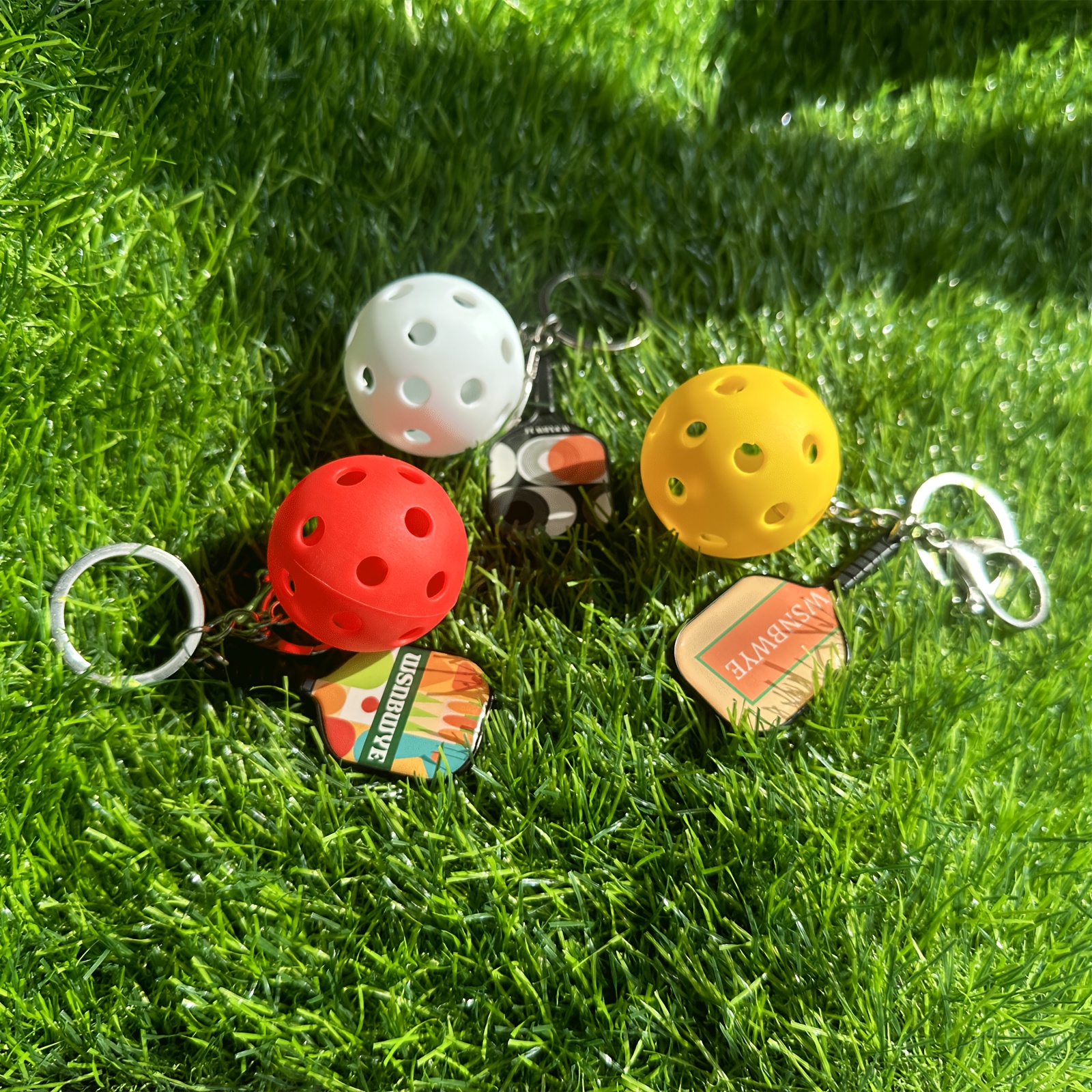 1 set novelty sports pickleball racket keychain