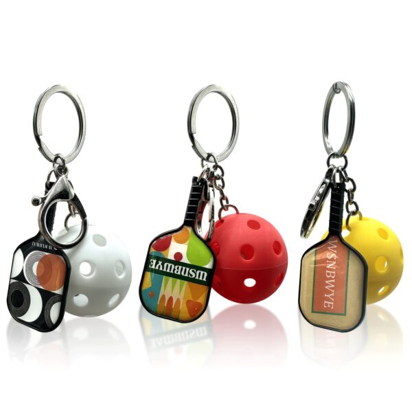 1 set novelty sports pickleball racket keychain