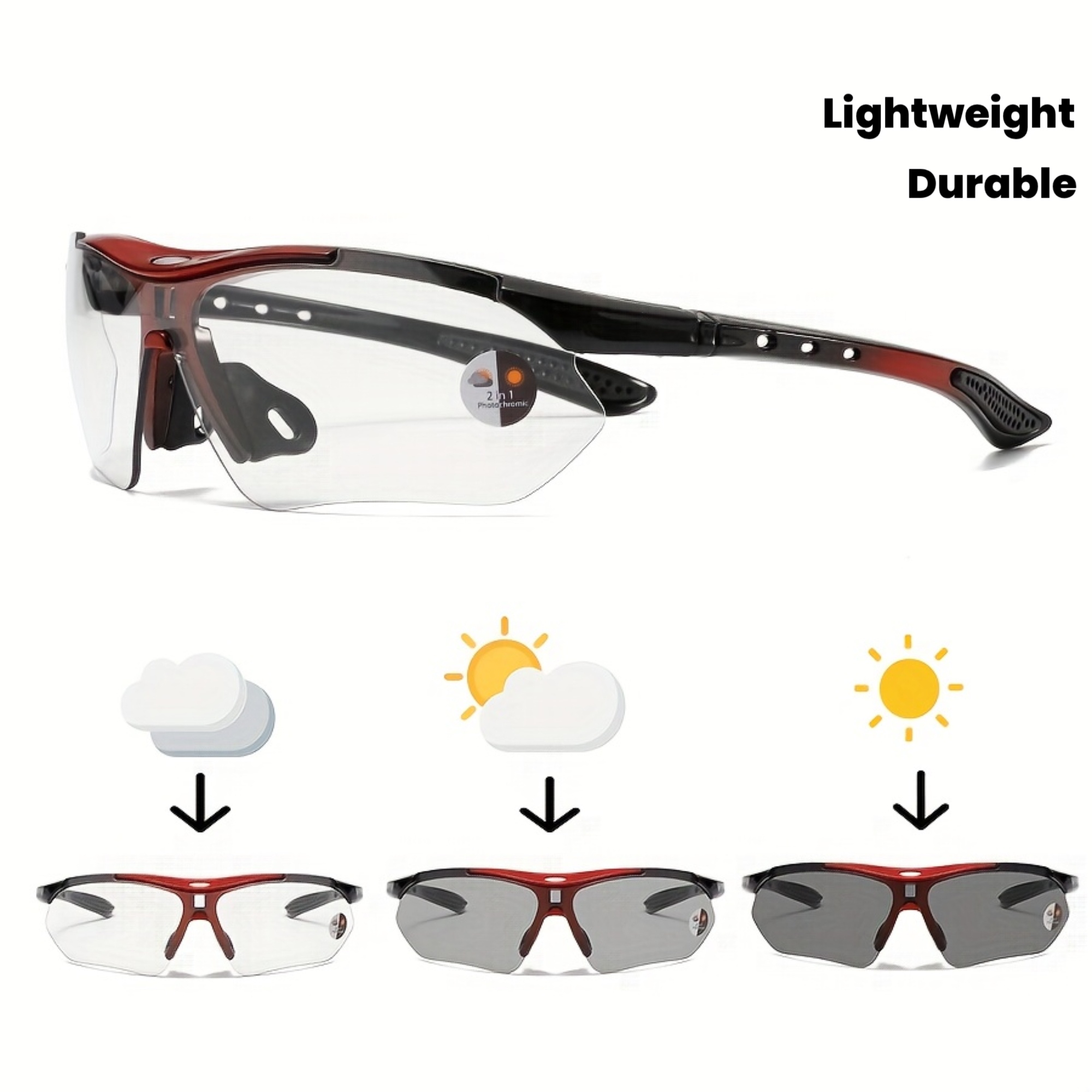 semi rimless photochromic pickleball glasses