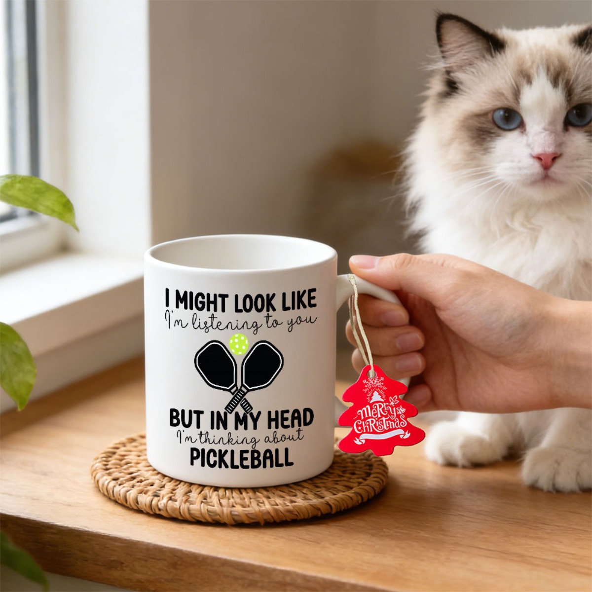 pb ceramic mug with pickleball player