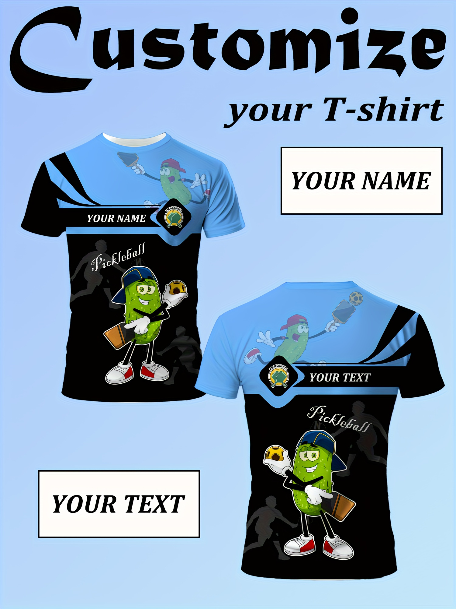 pickleball t shirt personalized name & text