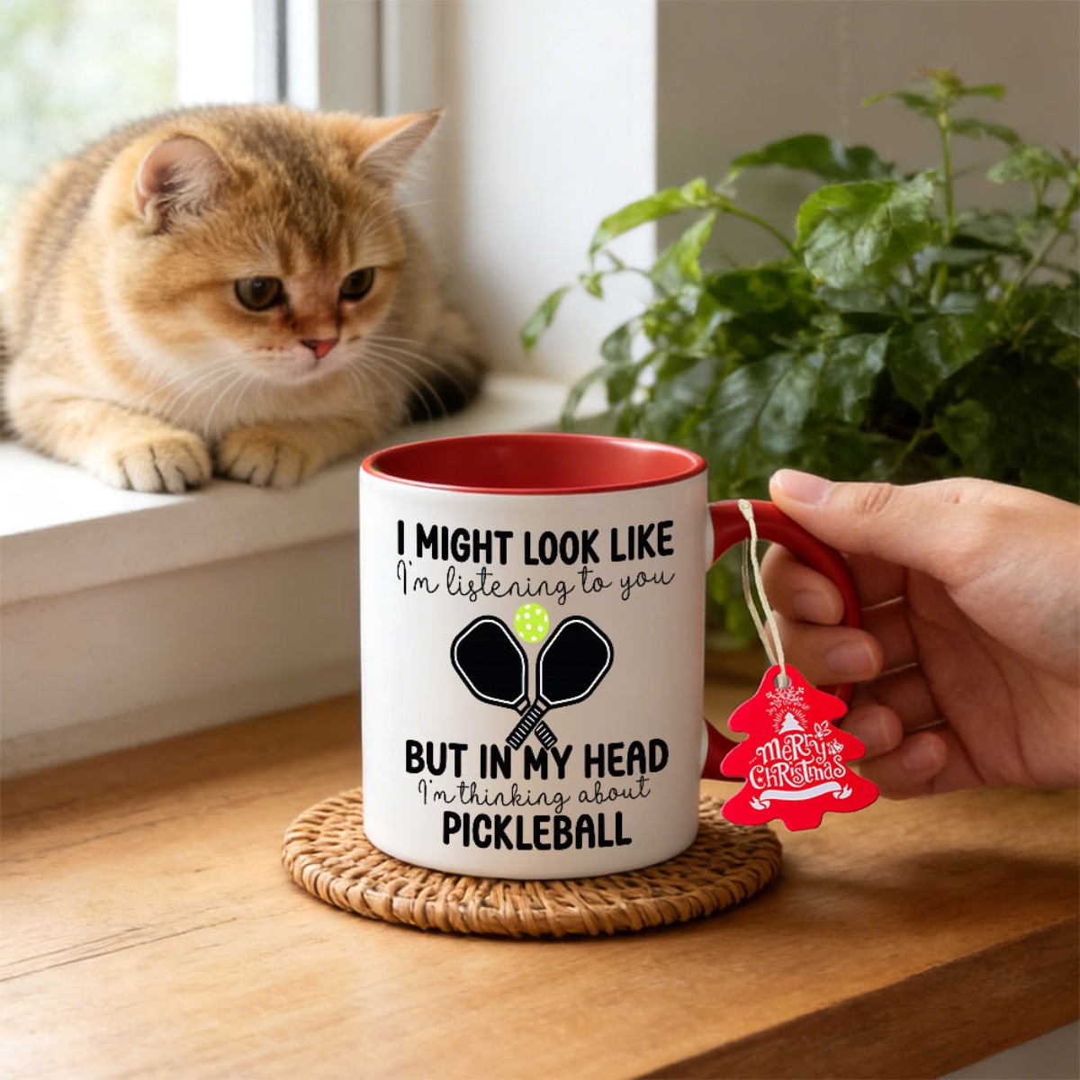 pb ceramic mug with pickleball player