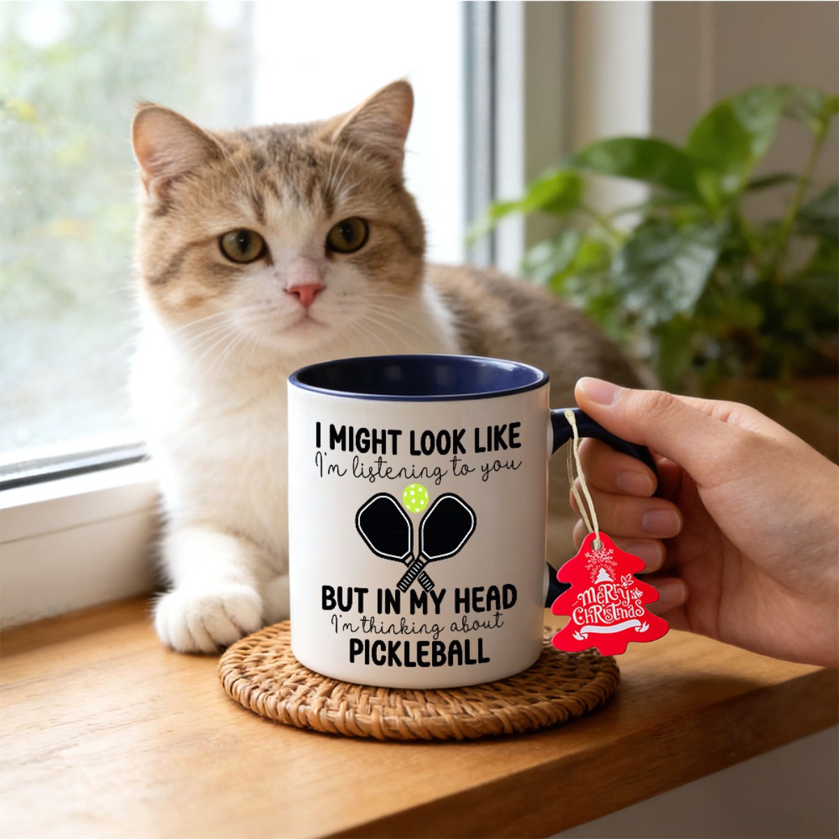 pb ceramic mug with pickleball player