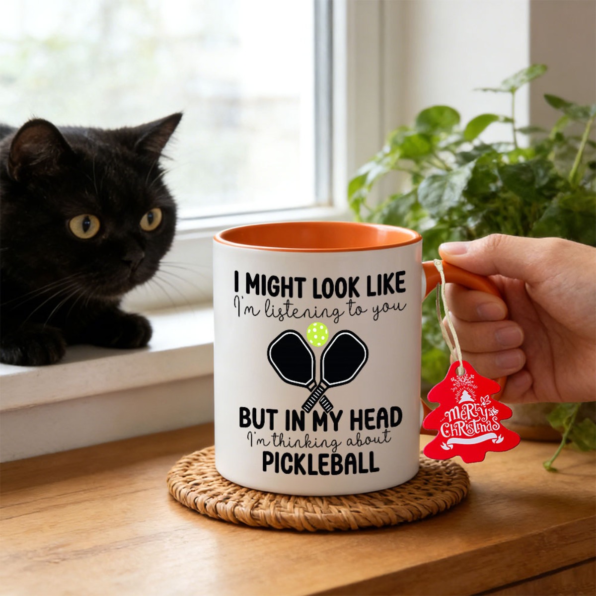 pb ceramic mug with pickleball player