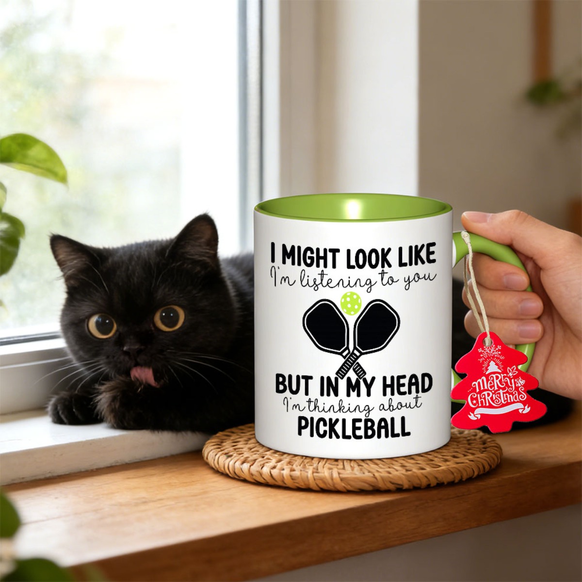 pb ceramic mug with pickleball player