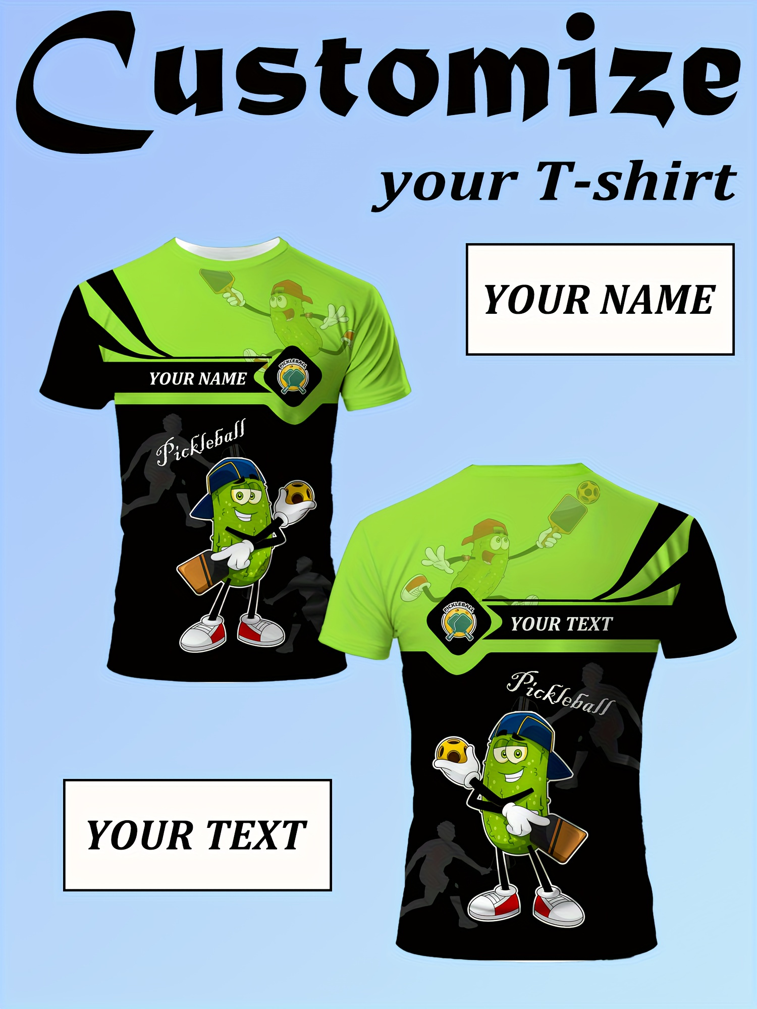 pickleball t shirt personalized name & text