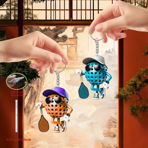 pickleball player theme acrylic keychain