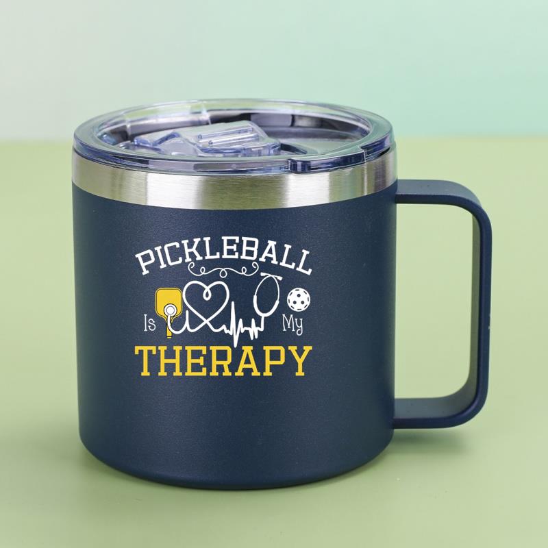 14oz stainless steel mug pickleball is my therapy