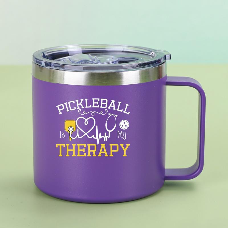 14oz stainless steel mug pickleball is my therapy