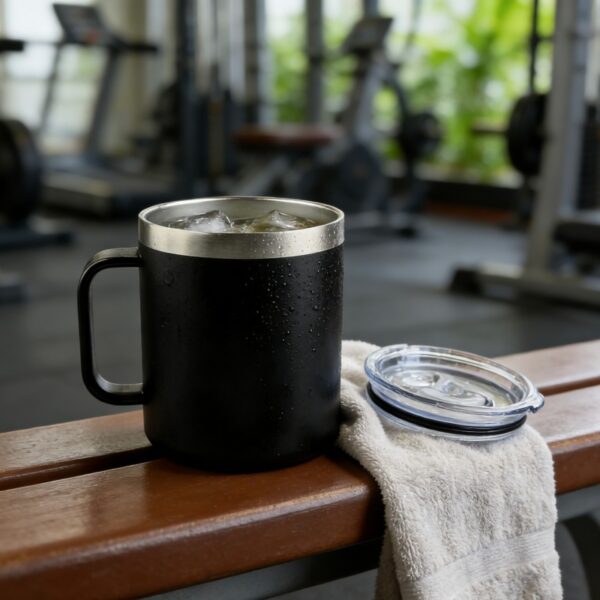 pickleball 14oz steel insulated mug handle