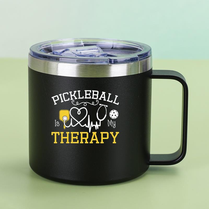 14oz stainless steel mug pickleball is my therapy