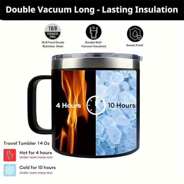 pickleball 14oz steel insulated mug handle