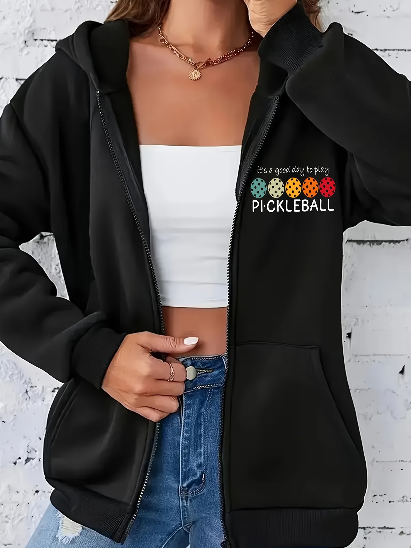women's pickleball cozy fleece lined hoodie