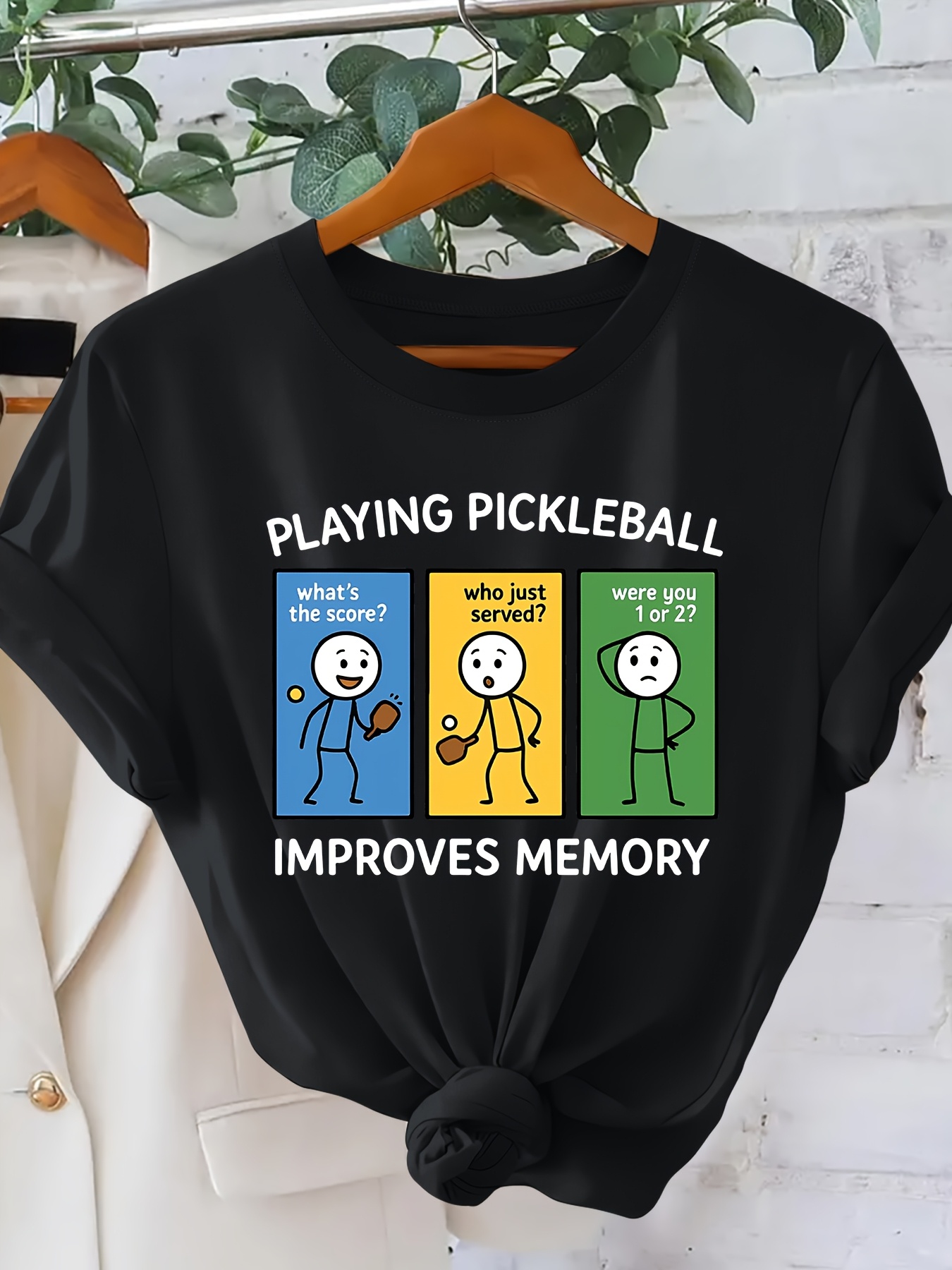 playing pickleball cartoon short sleeve t shirt