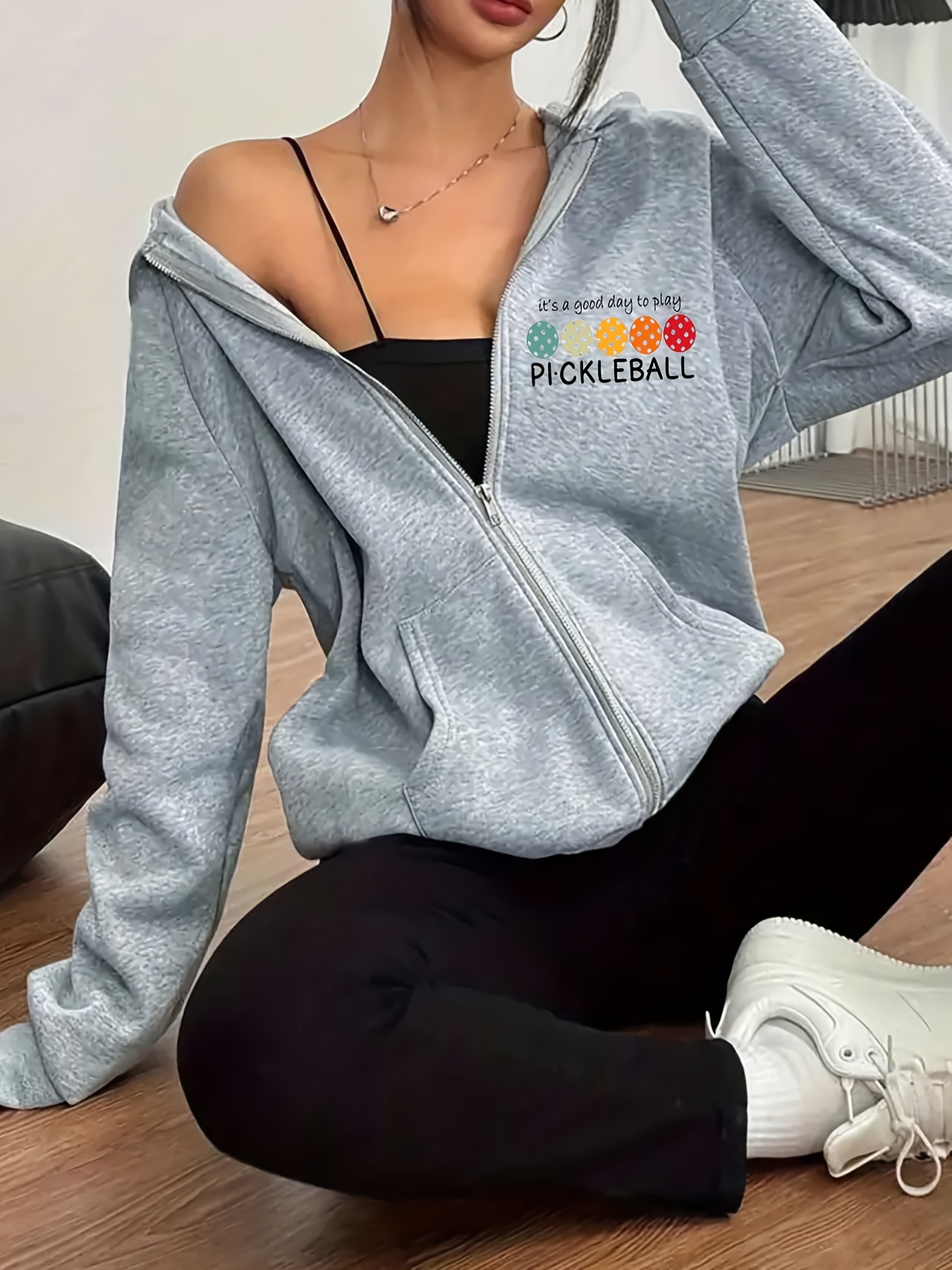 women's pickleball cozy fleece lined hoodie