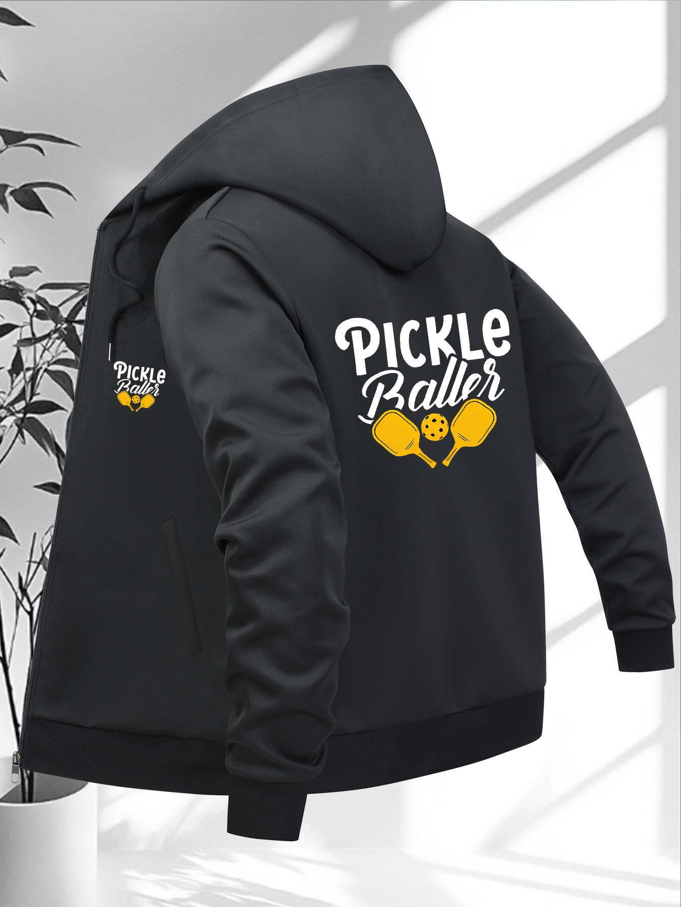 women's pickle baller graphic zip up hooded