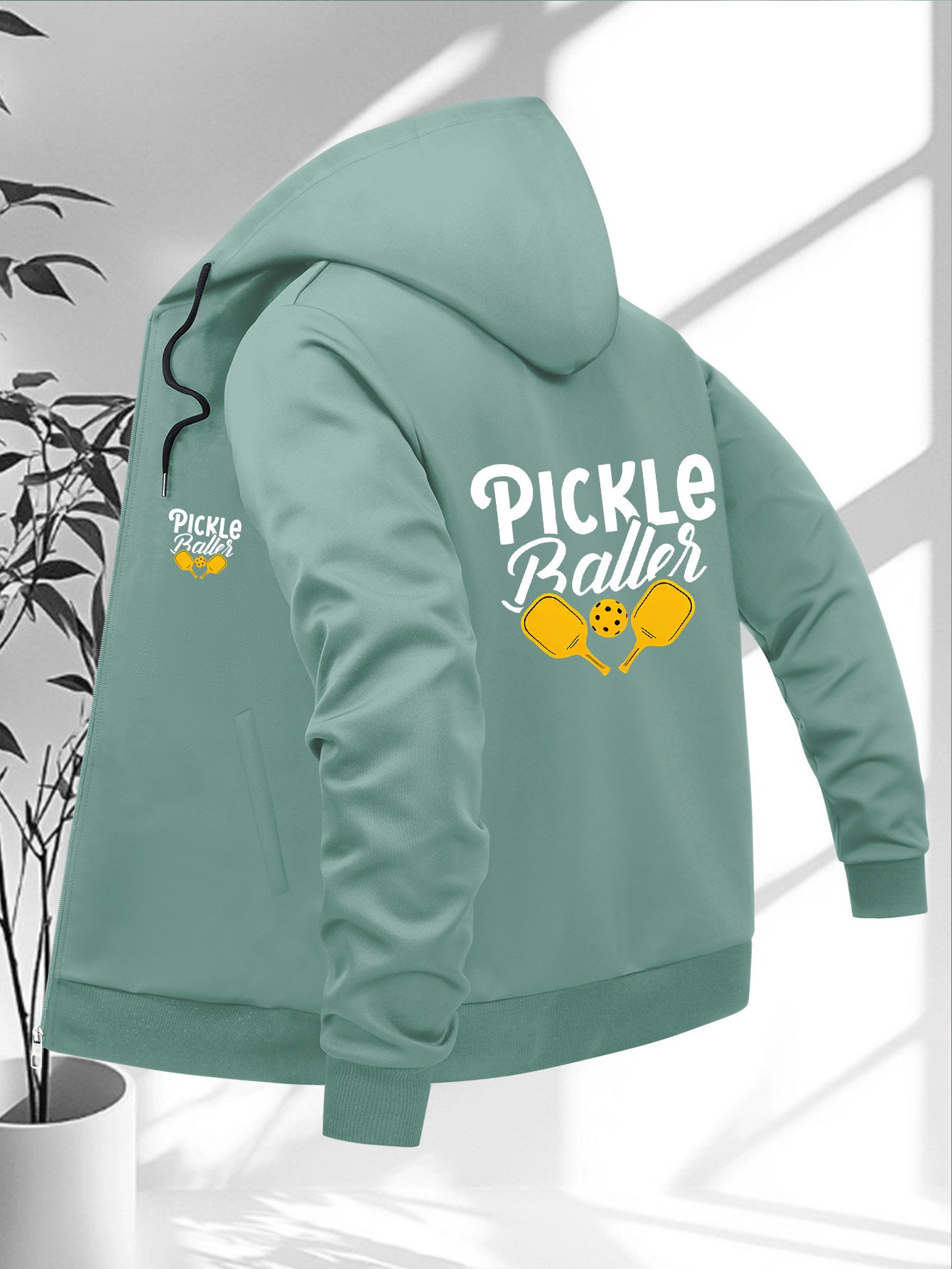 women's pickle baller graphic zip up hooded