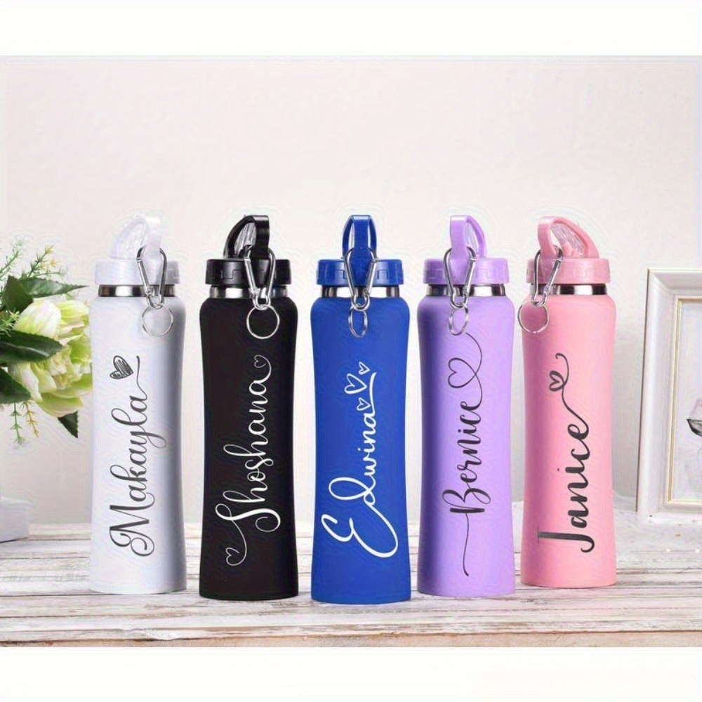 personalized insulated water bottle with straw